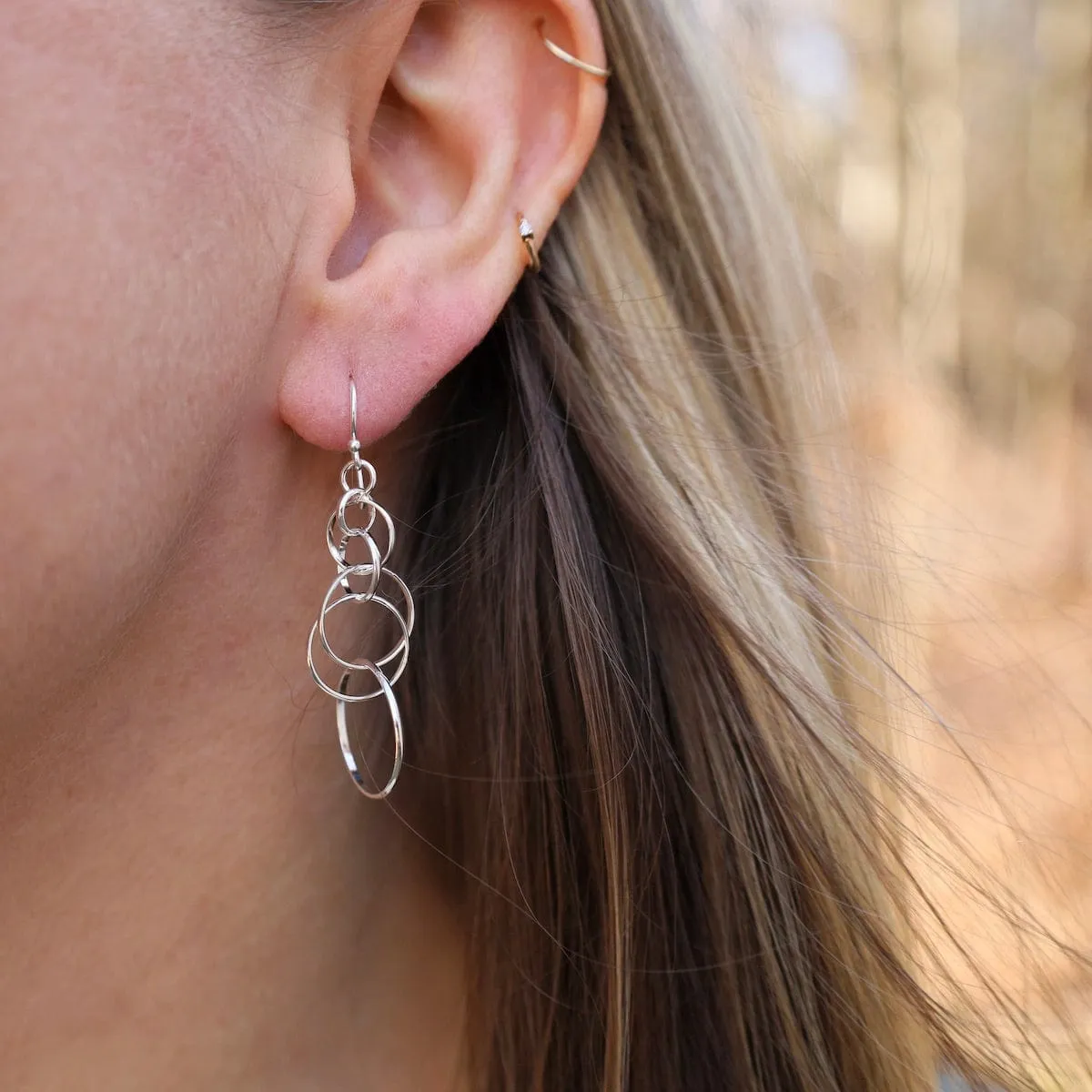 Sterling Silver Circle Chain Earrings