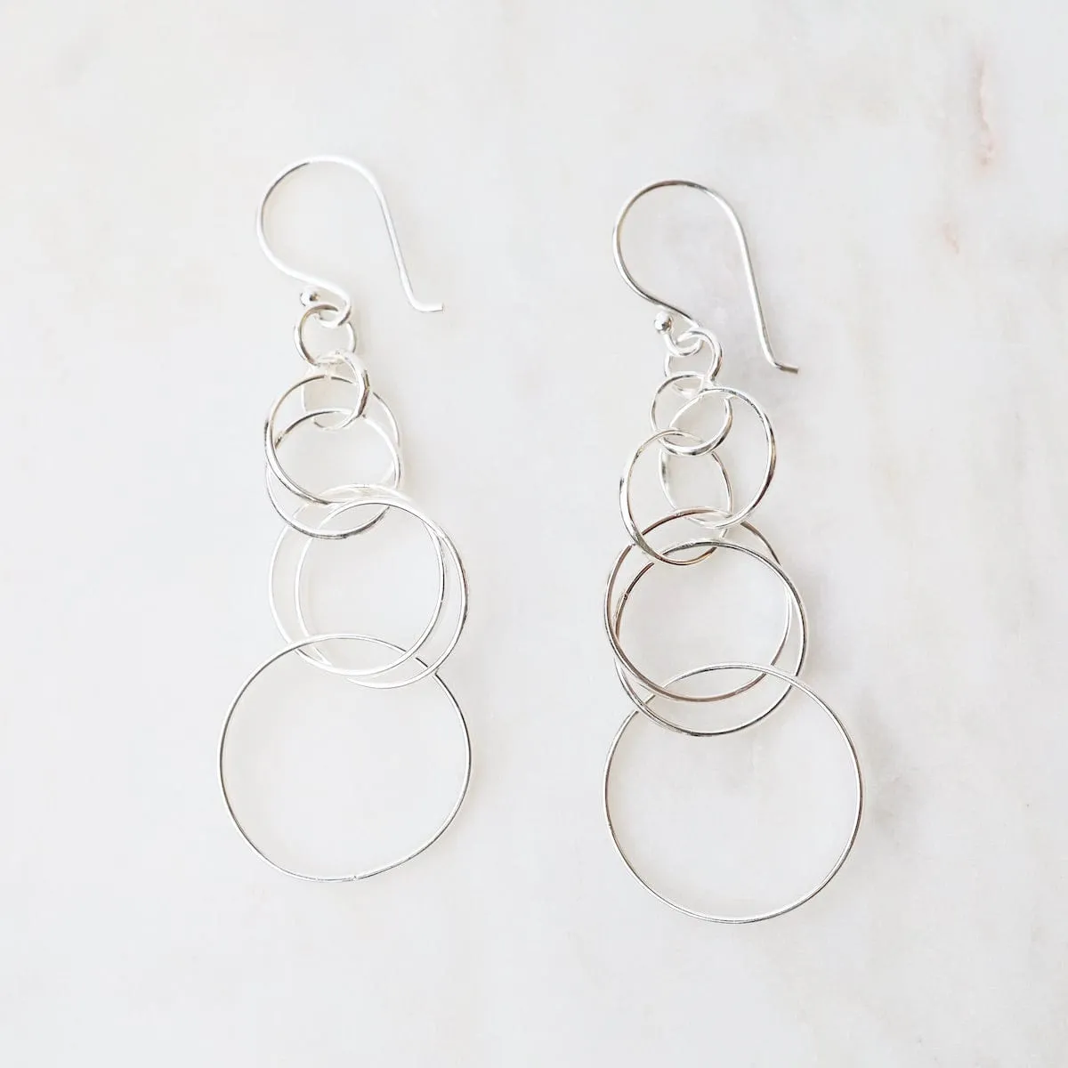 Sterling Silver Circle Chain Earrings