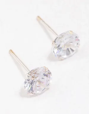 Sterling Silver Round Cubic Zirconia Stud Earrings