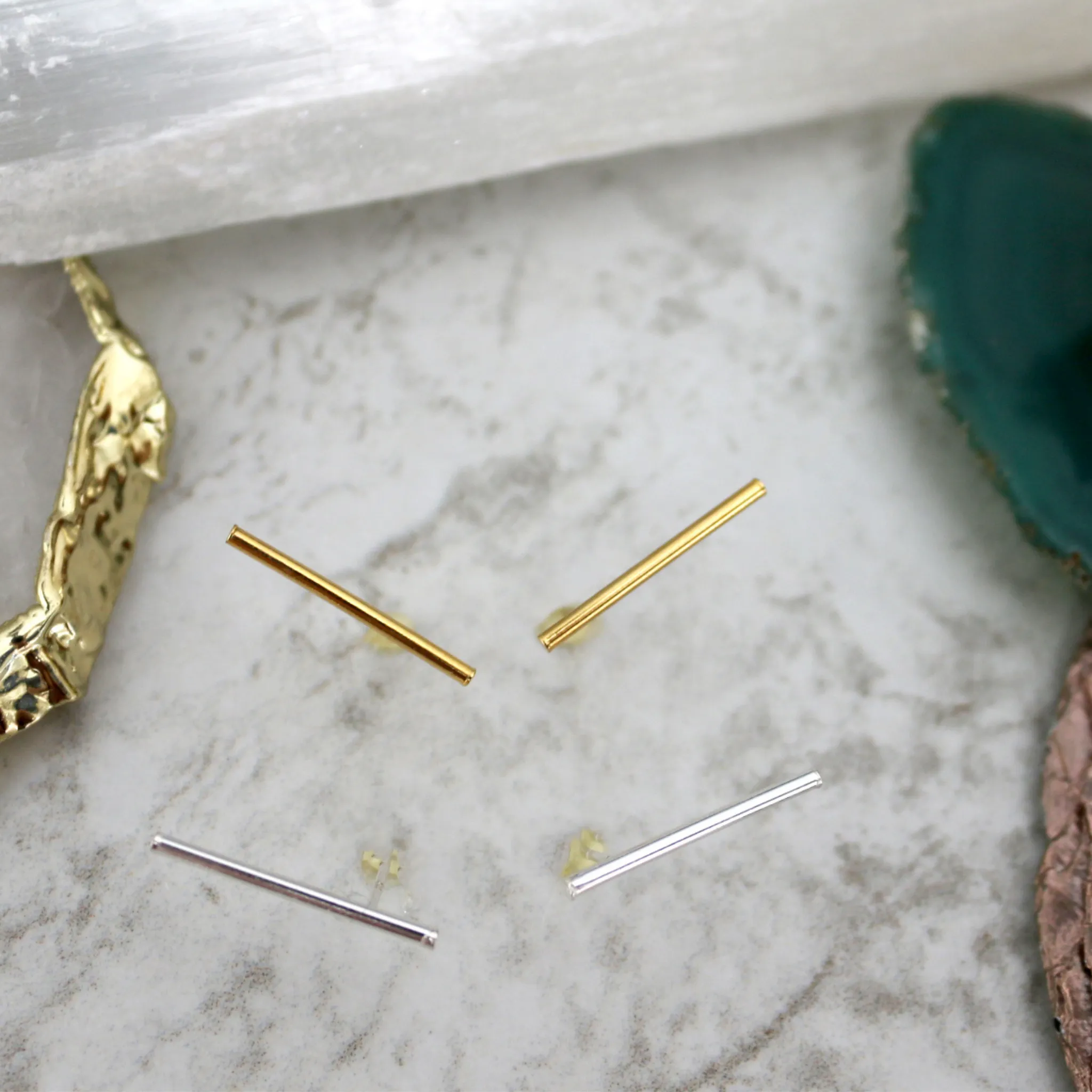 Stick it! // Bar Stick Stud, Vermeil or Sterling Silver, Simple Studs // BH-E015