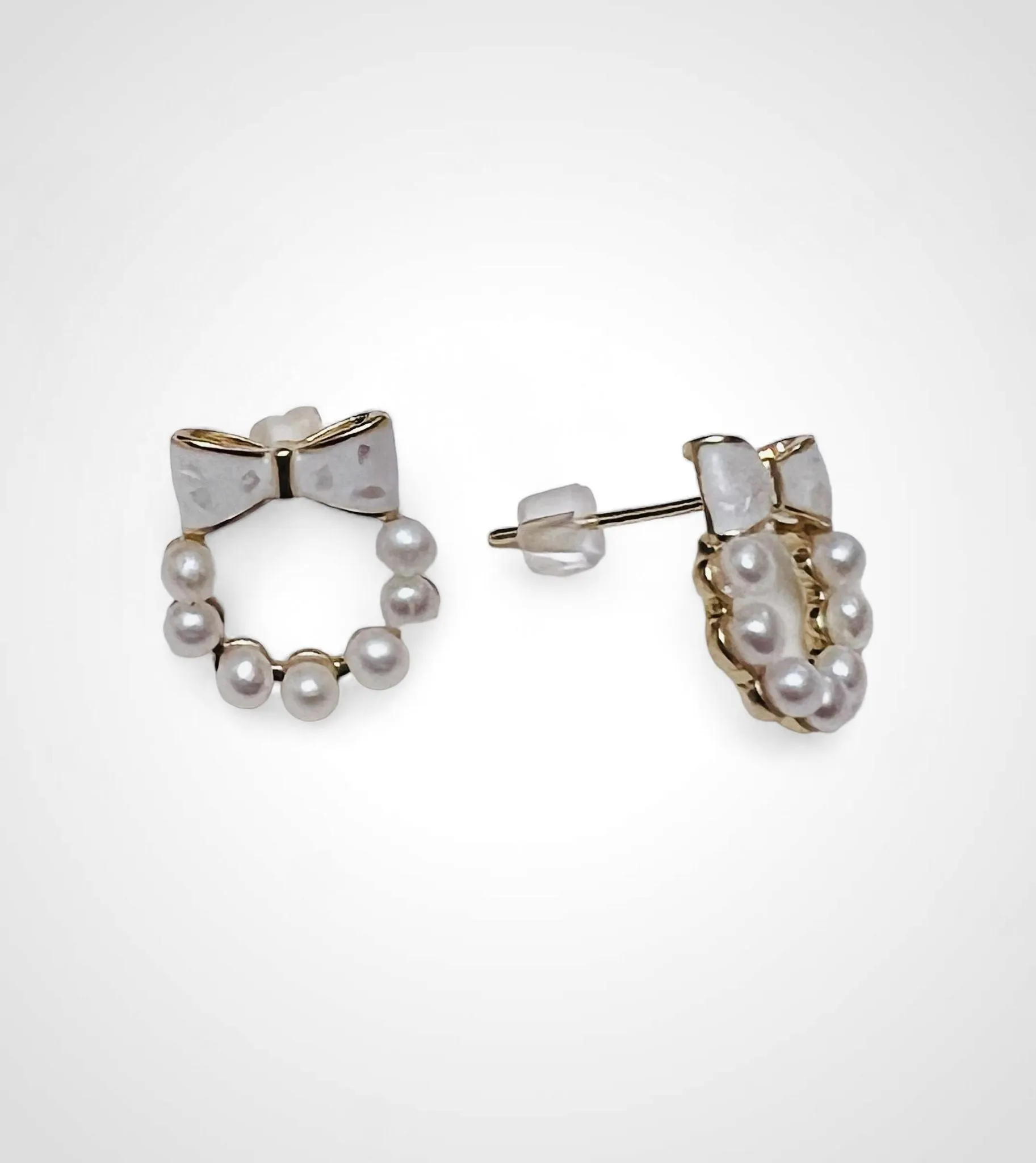 Sweetheart Pearl Bow Earrings