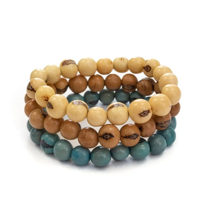 Tagua Women's Olive Peach Bracelet