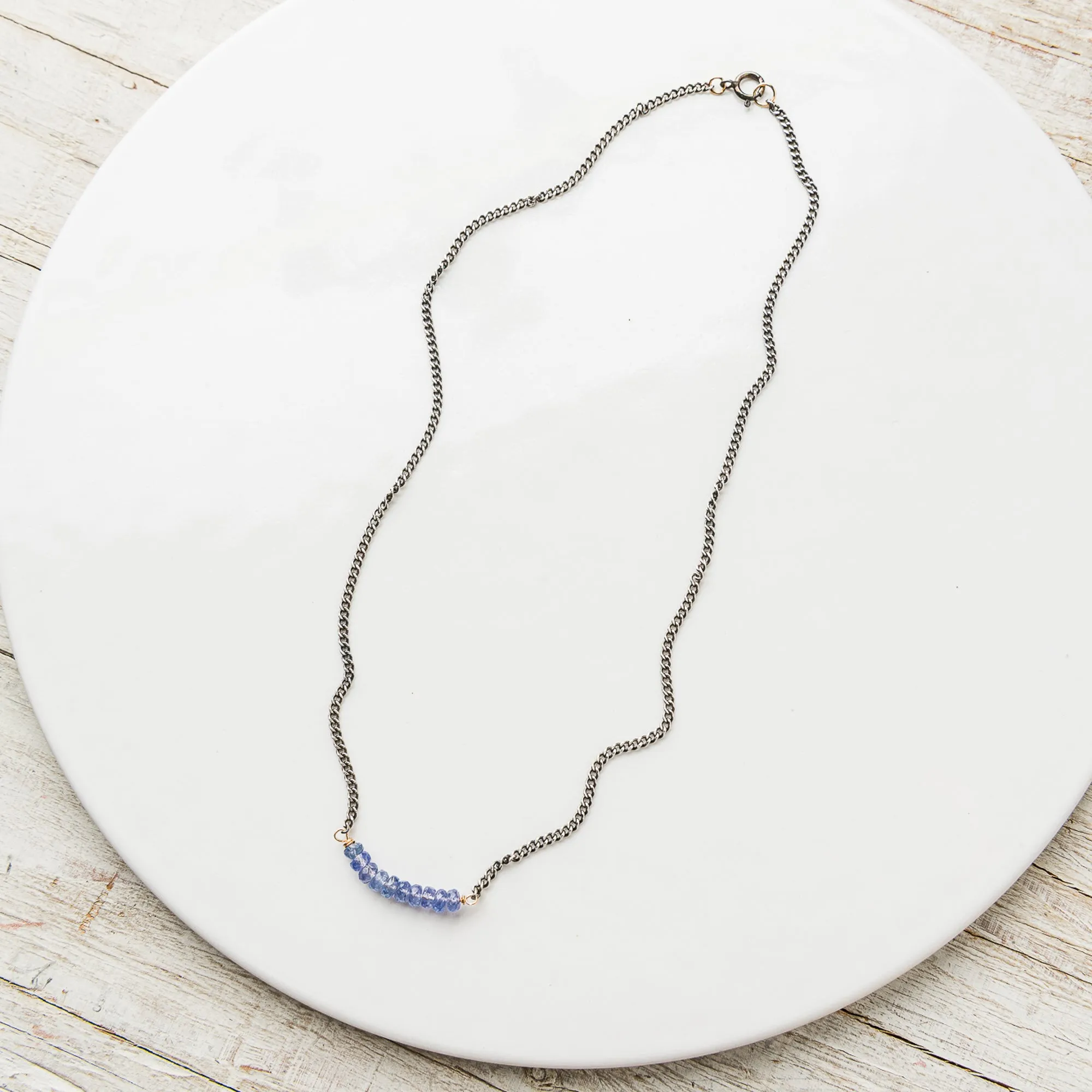 Tanzanite Mini Arch Necklace on Curb Chain