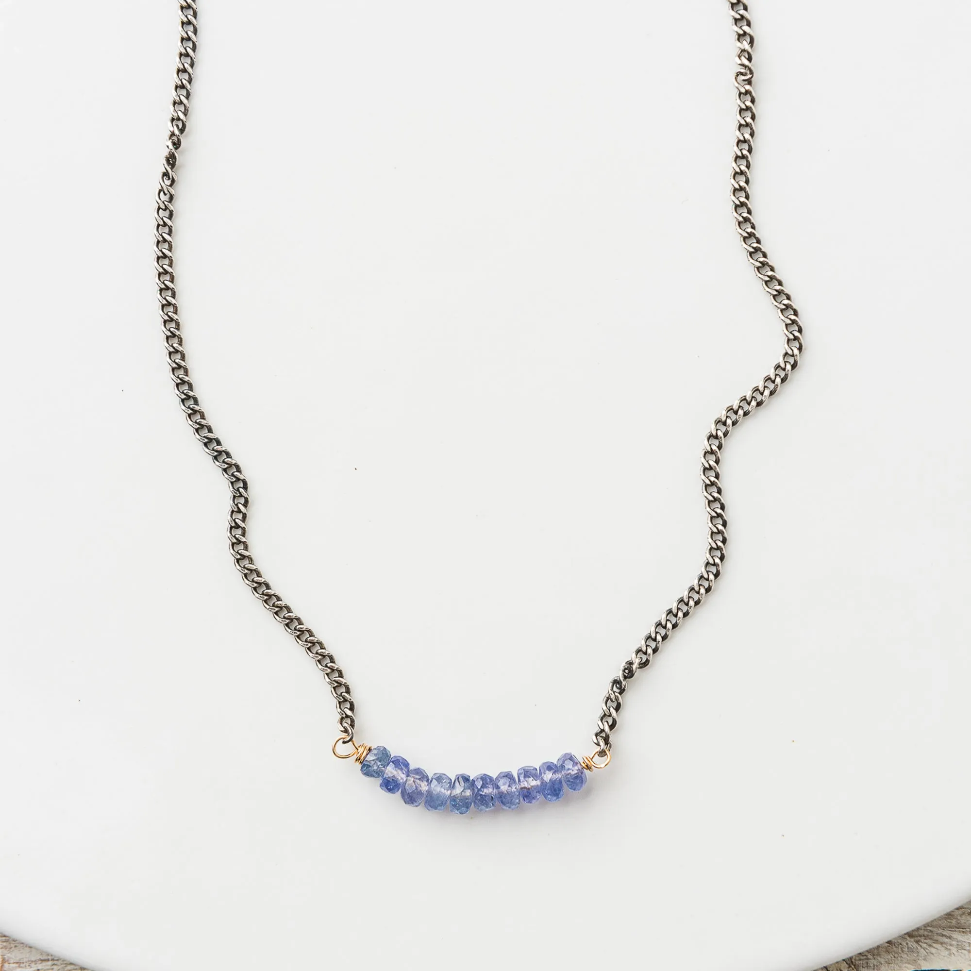 Tanzanite Mini Arch Necklace on Curb Chain