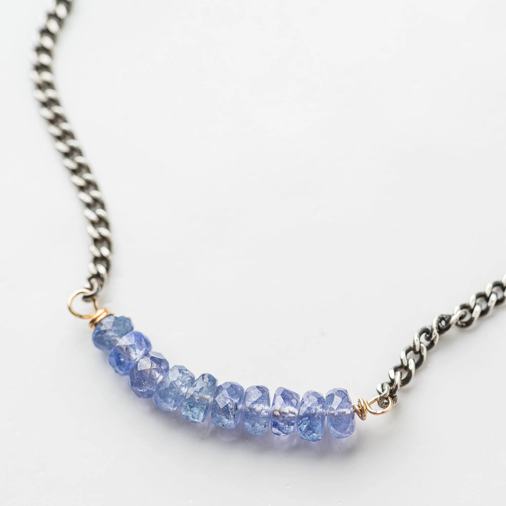 Tanzanite Mini Arch Necklace on Curb Chain