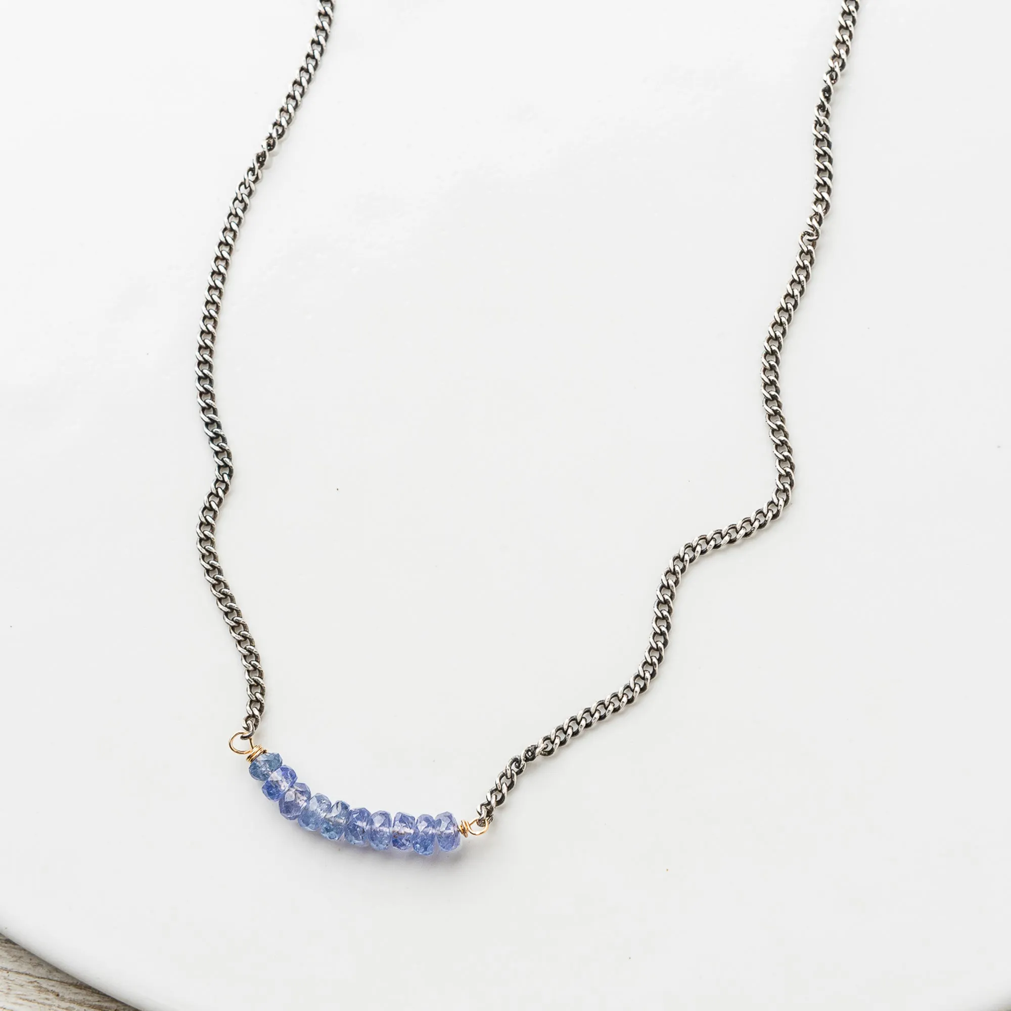 Tanzanite Mini Arch Necklace on Curb Chain