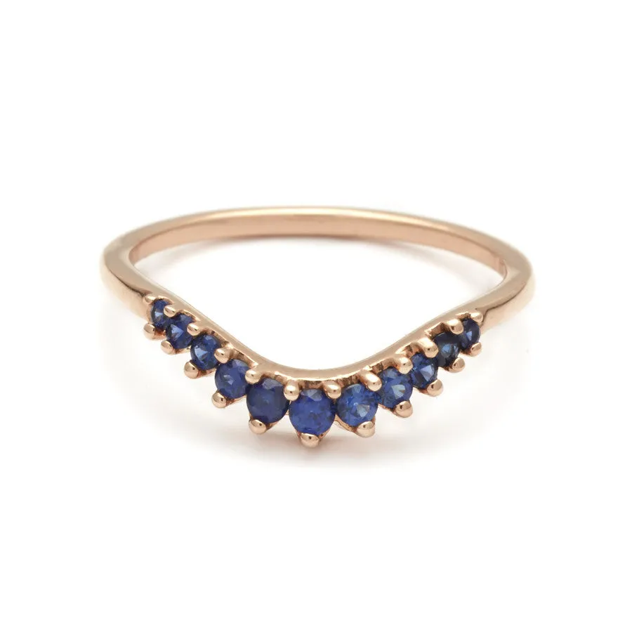 Tiara Curve Band - 14k Gold & Blue Sapphires