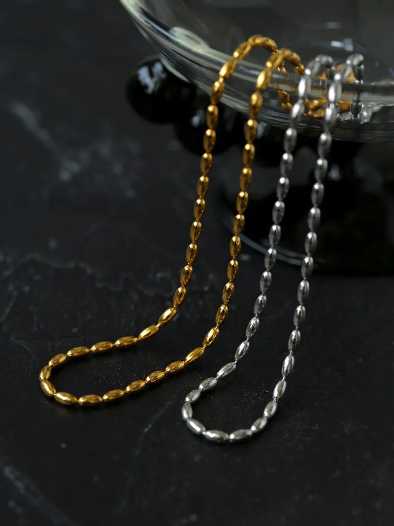 Tiny Silver Beans and Olive Beads Layered Necklace