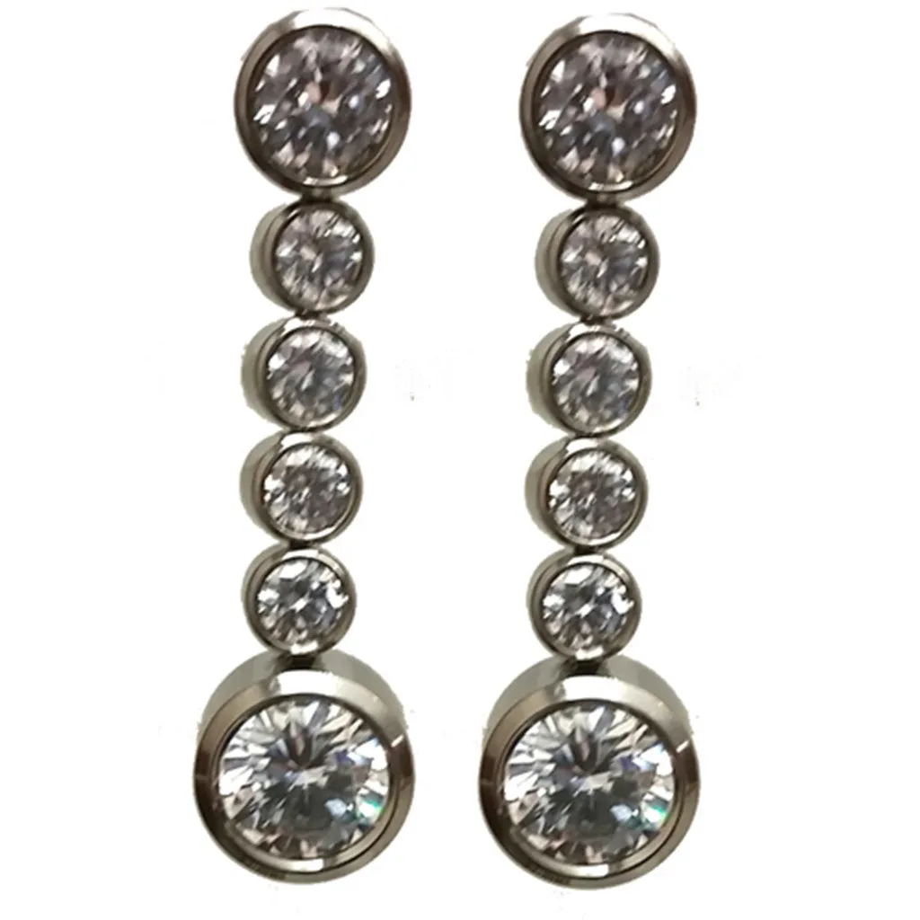 Titanium Cubic Zirconia Bezel Earrings