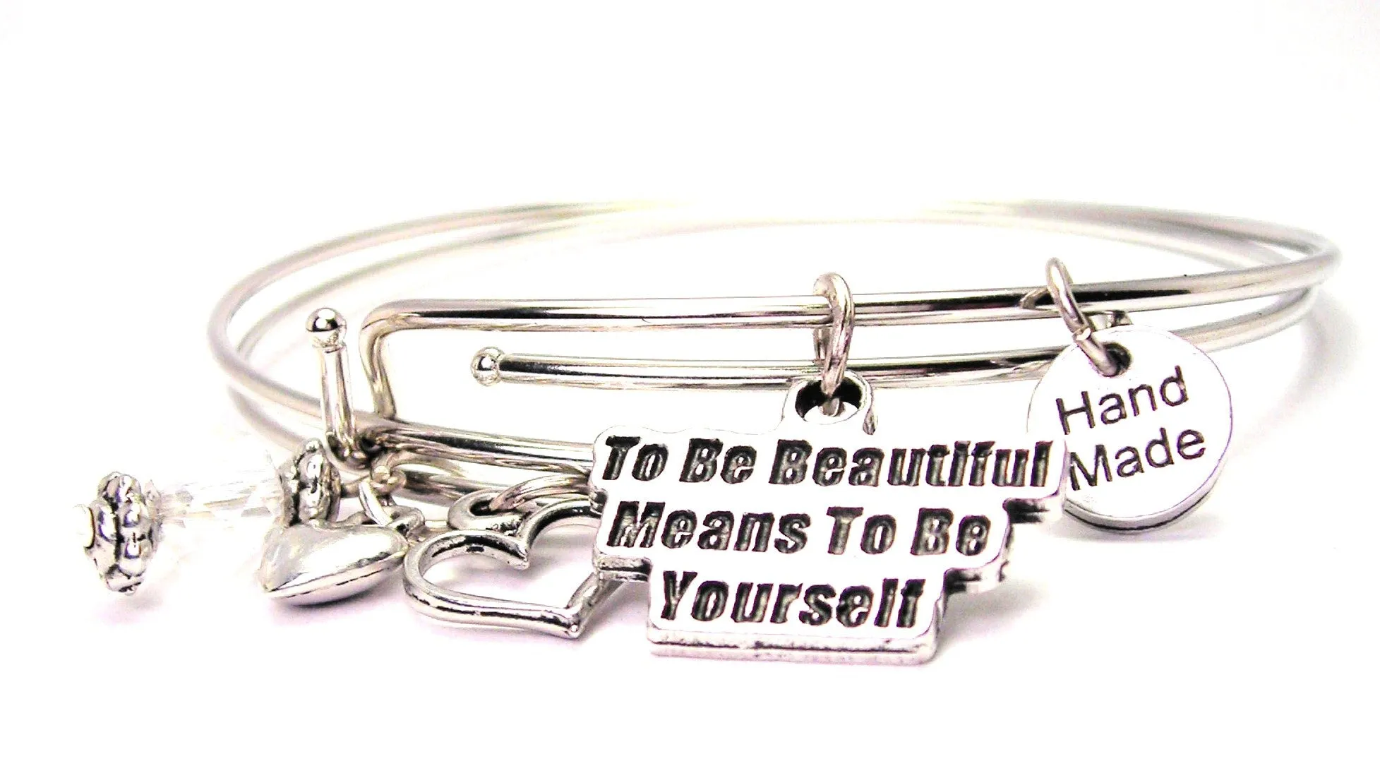 To Be Beautiful Means To Be Yourself Expandable Bangle Bracelet Set