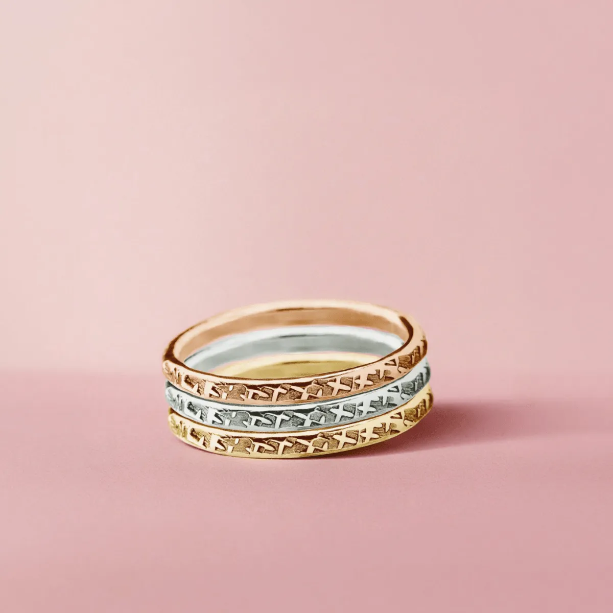 Trio of Raw Silk Stacking Rings