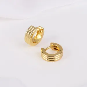 Triple Band Gold 8mm Baby Huggie Earrings