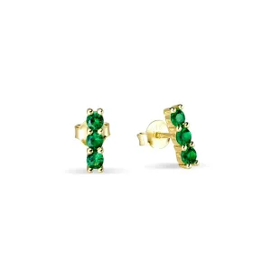 TRIPLE EMERALD STUDS