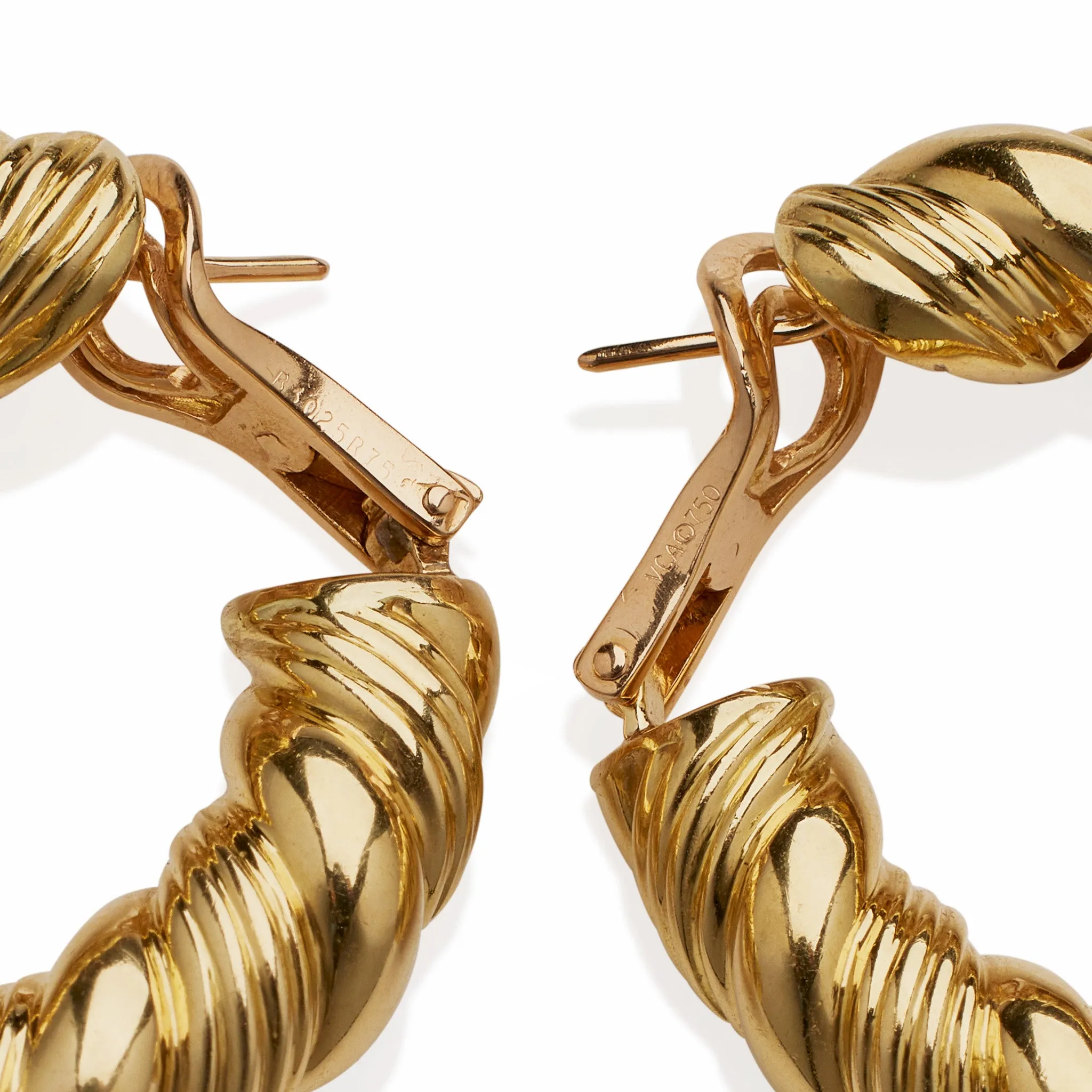 Van Cleef & Arpels Paris 18K Gold Twisted Hoop Earrings