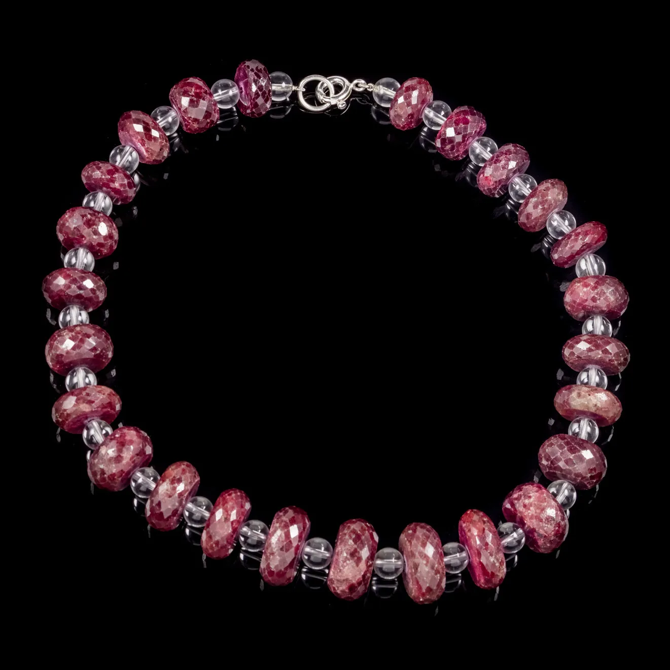 Victorian Style Raw Natural Ruby Rock Crystal Necklace