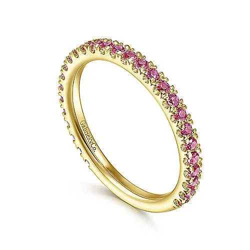 Yellow Gold Ruby Stackable Ring, July Birthstone