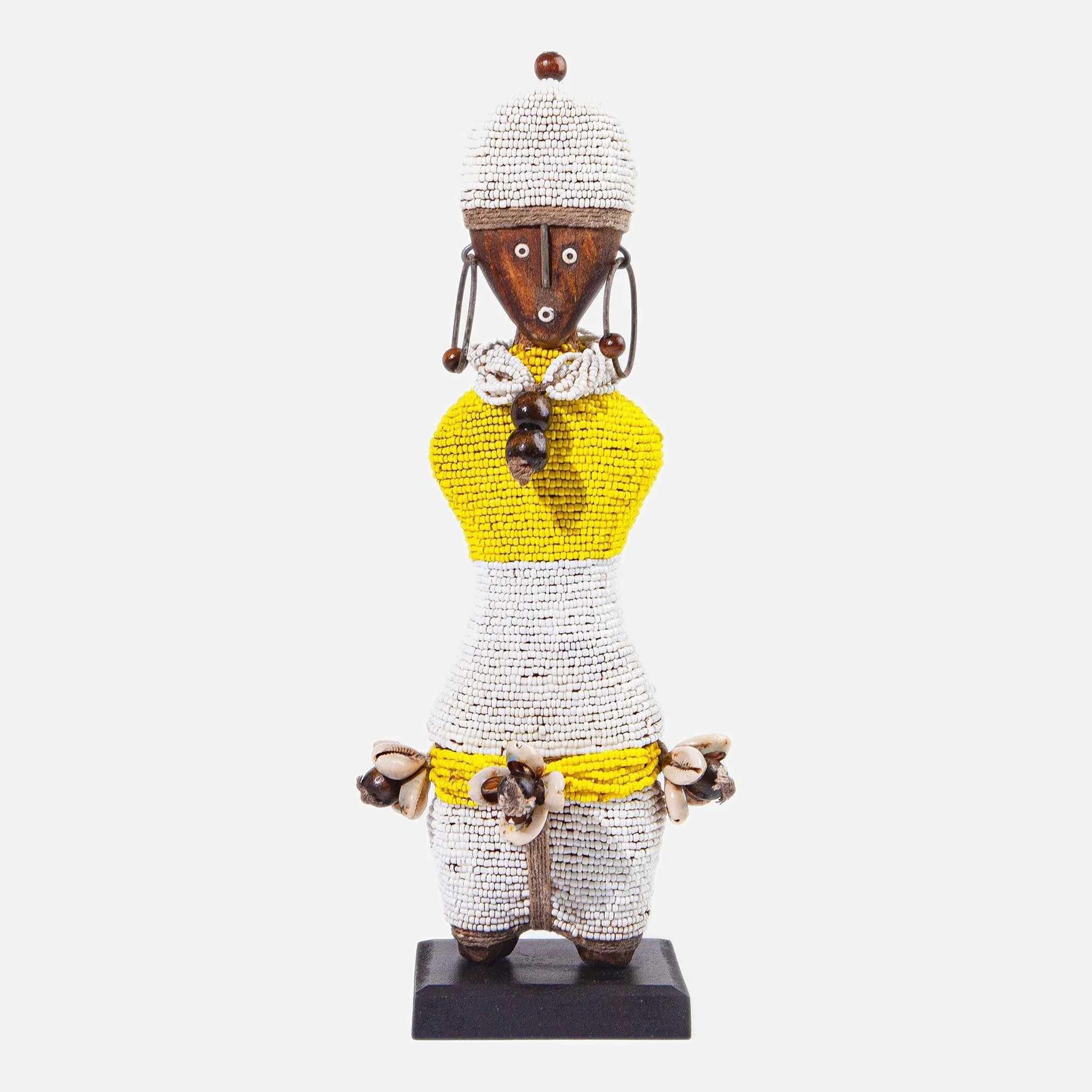 Yellow White Namji African Doll Decor Object