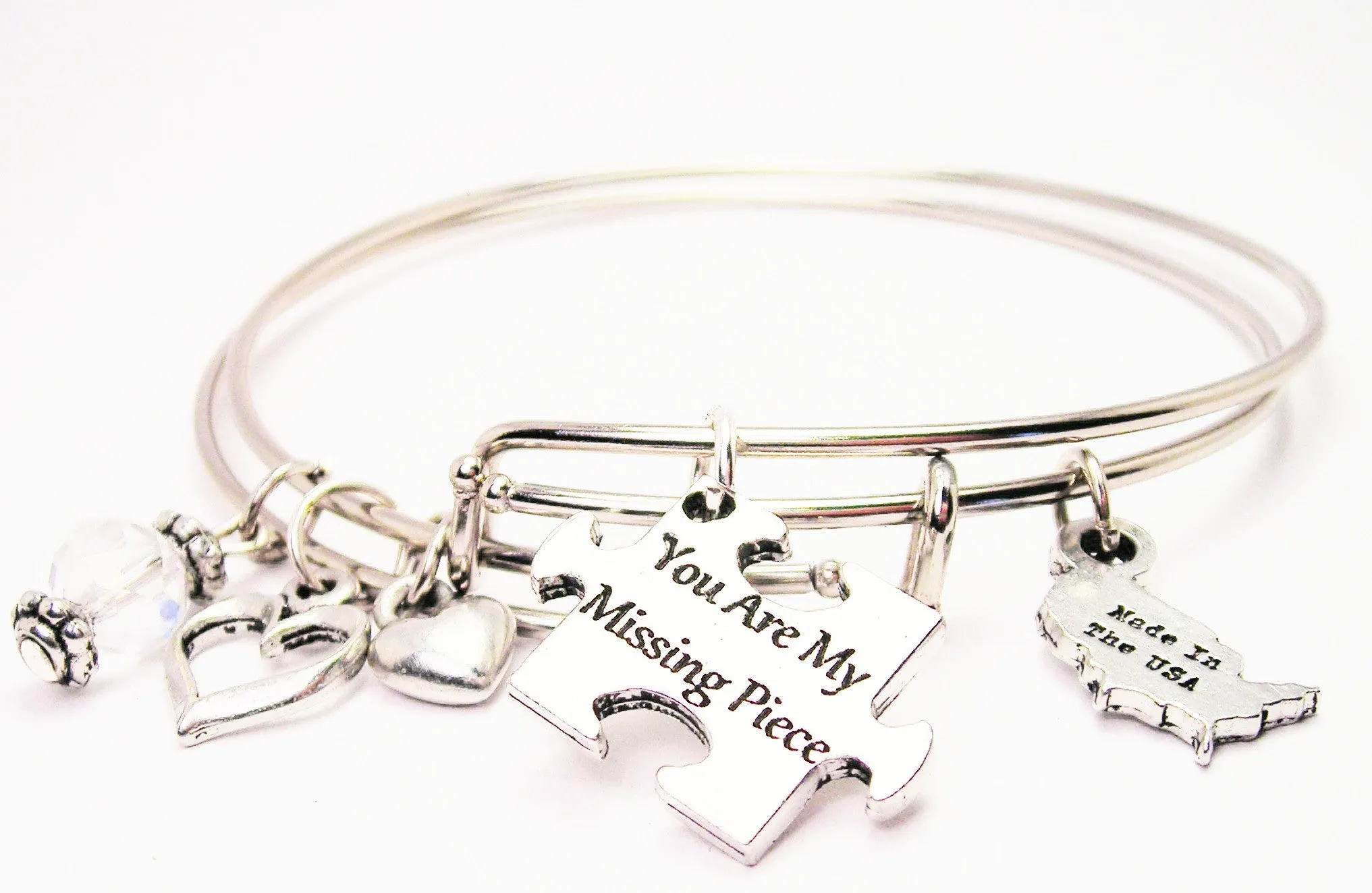 You Are My Missing Piece Expandable Bangle Bracelet Set