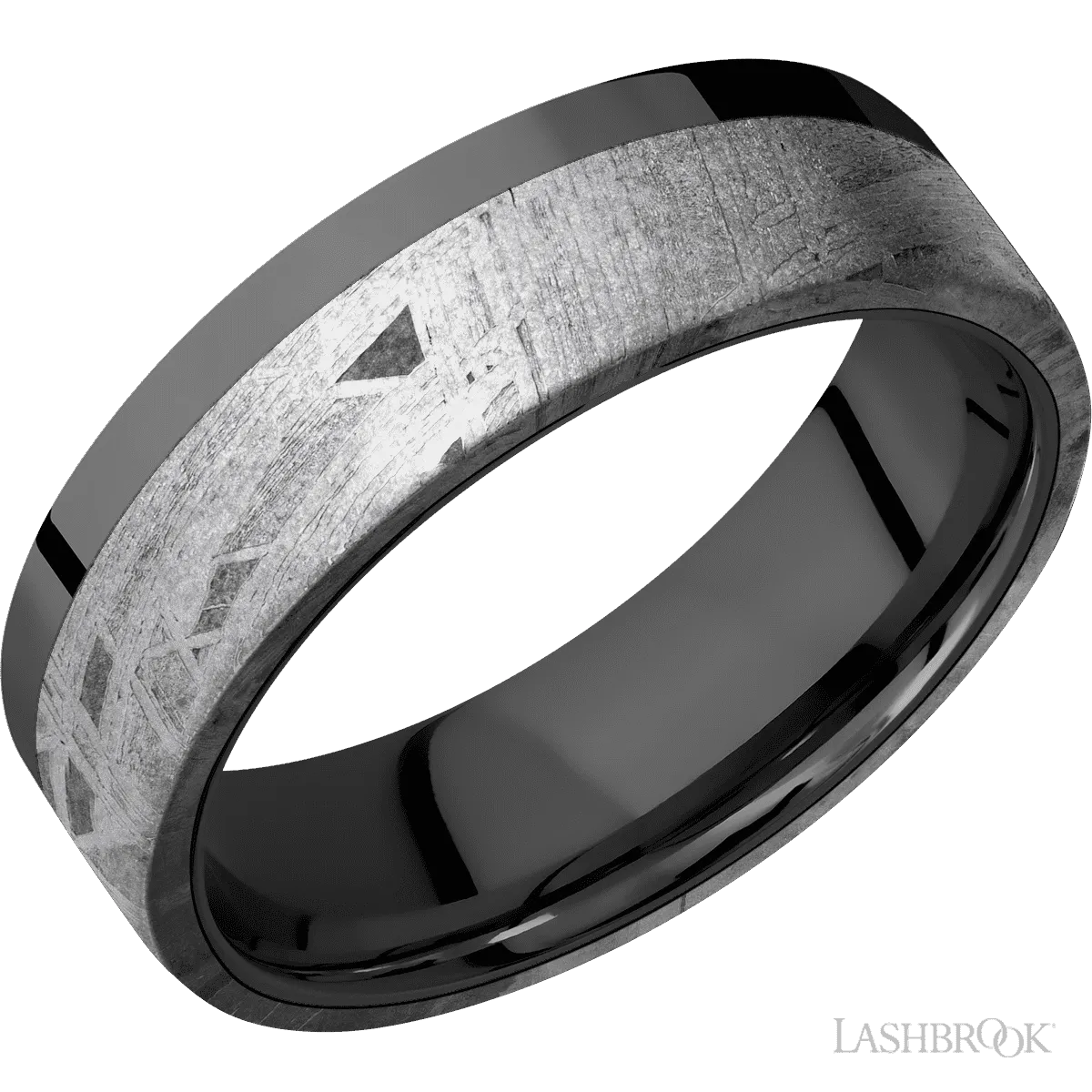 Zirconium with Polish Finish and Meteorite Inlay - 7MM